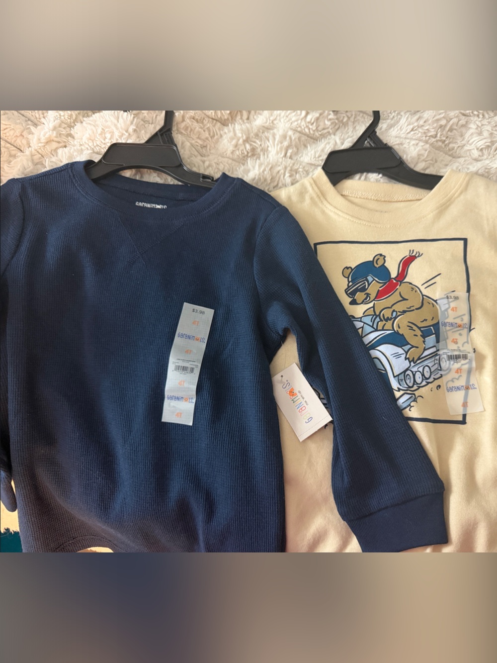 Garanimals Navy Blue and Cream Long Sleeve Kids Tee Set